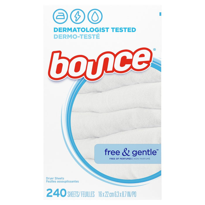 Bounce Fabric Softener Sheets - Free & Gentle - 240ct