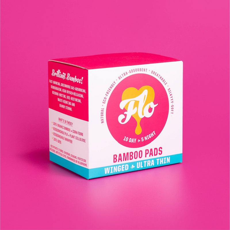 Flo Here We Flo Organic Bamboo Combo Ultra Absorbent Pads with Wings - 15ct