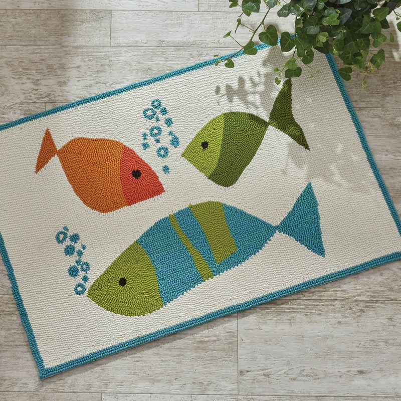 Split P Fabulous Fish Hooked Rug - 2' x 3' - Blue (LOCAL PICKUP ONLY)