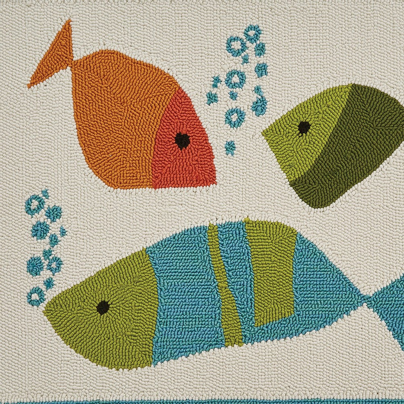 Split P Fabulous Fish Hooked Rug - 2' x 3' - Blue (LOCAL PICKUP ONLY)