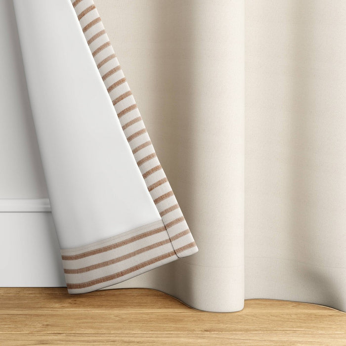 1pc 50"x84" Blackout Woven Stripe Border Window Curtain Panel Brown - Threshold™