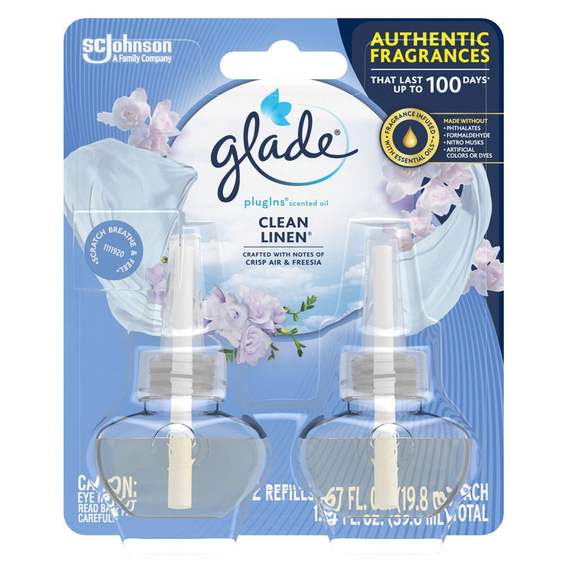 Glade PlugIns Scented Oil Air Freshener Clean Linen Refill - 1.34oz/2ct