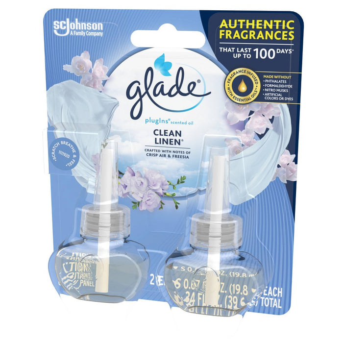 Glade PlugIns Scented Oil Air Freshener Clean Linen Refill - 1.34oz/2ct