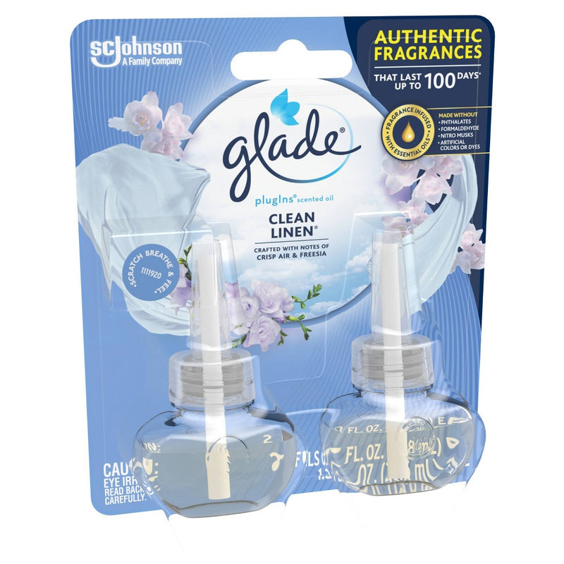 Glade PlugIns Scented Oil Air Freshener Clean Linen Refill - 1.34oz/2ct