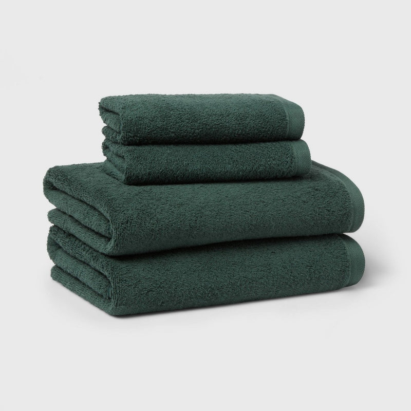 4pk Antimicrobial Bath Towel/Hand Towel Set Dark Green - Room Essentials™