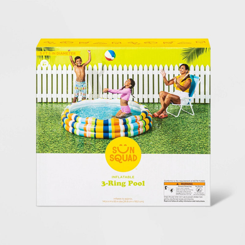 3-Ring Inflatable Pool Striped - Sun Squad™