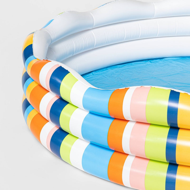 3-Ring Inflatable Pool Striped - Sun Squad™