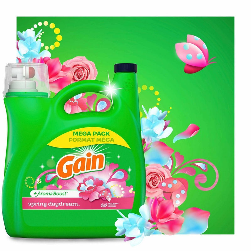 Gain + Aroma Boost Spring Daydream Scent HE Compatible Liquid Laundry Detergent - 154 fl oz