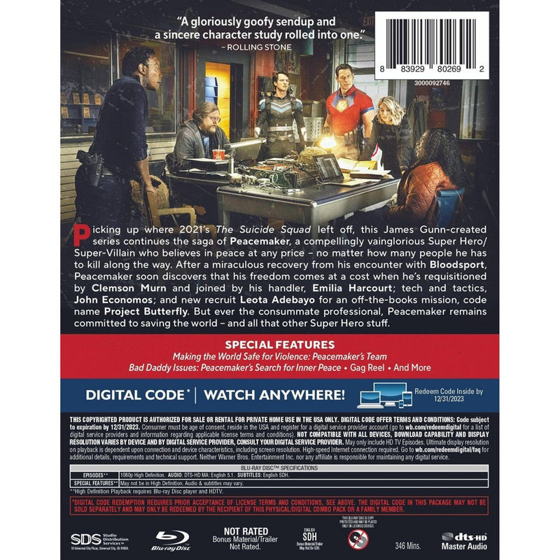 Peacemaker: The Complete First Season (Blu-ray + Digital) *ADD 3 TO YOUR CART & 1 IS FREE!*