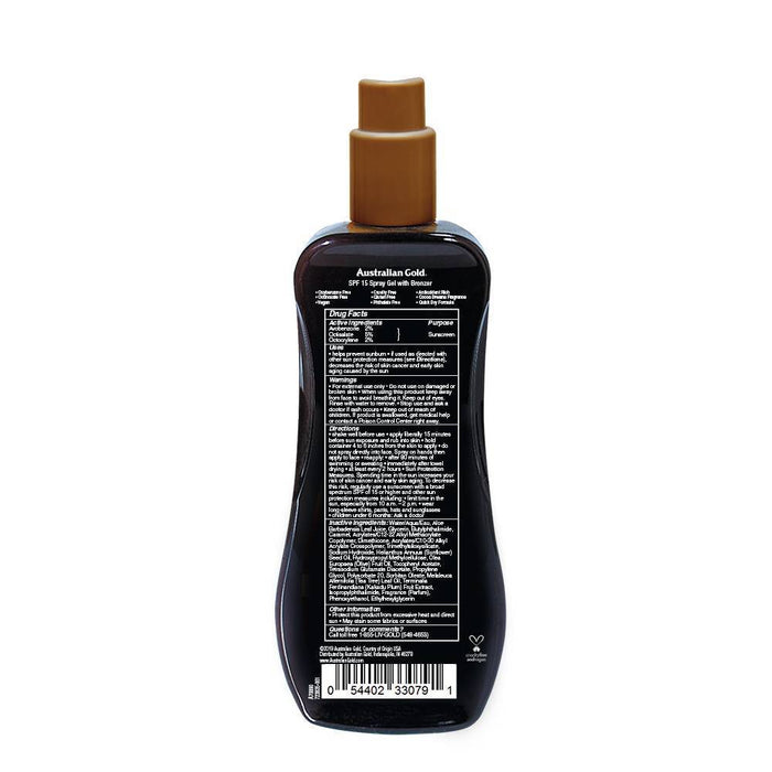 Australian Gold Sunscreen Spray Gel with Instant Bronzer - SPF 15 - 8 fl oz