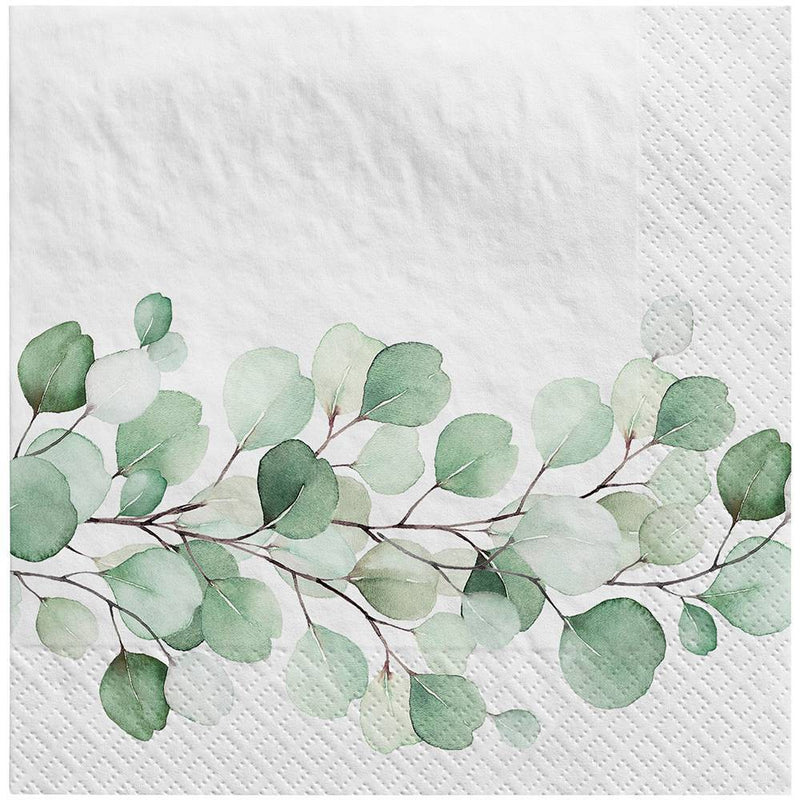 30ct Botanical Disposable Lunch Napkins Sage - Spritz™