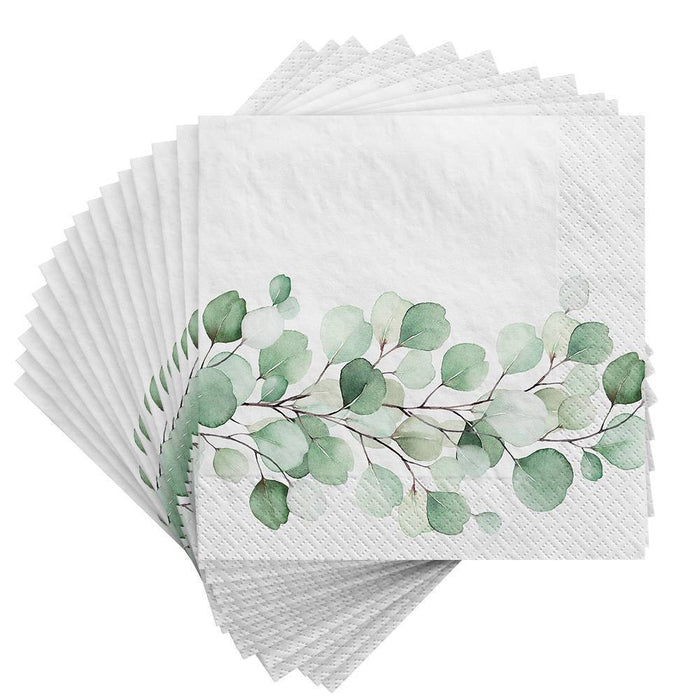 30ct Botanical Disposable Lunch Napkins Sage - Spritz™
