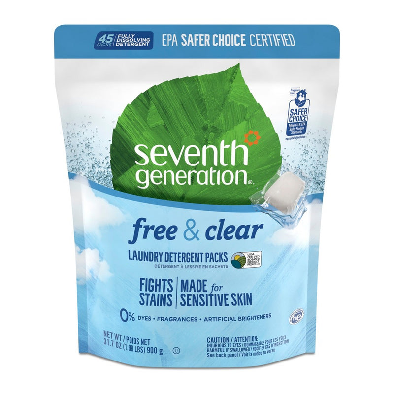 Seventh Generation Laundry Packs Free & Clear - 45ct/31.7oz