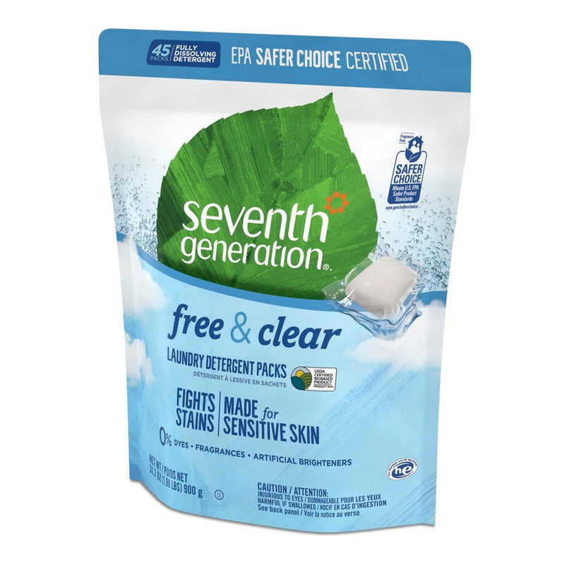 Seventh Generation Laundry Packs Free & Clear - 45ct/31.7oz