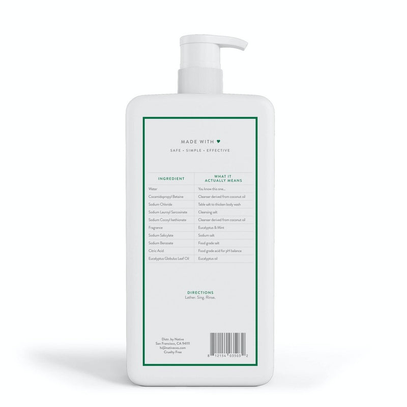 Native Eucalyptus and Mint Body Wash with Pump - 36 fl oz