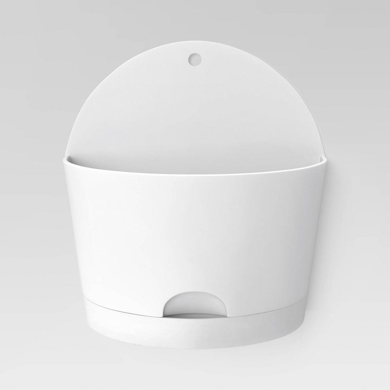 8"x5" 2pc Indoor/Outdoor Half-Circle Self-Watering Wall Planter Pot White - Room Essentials™