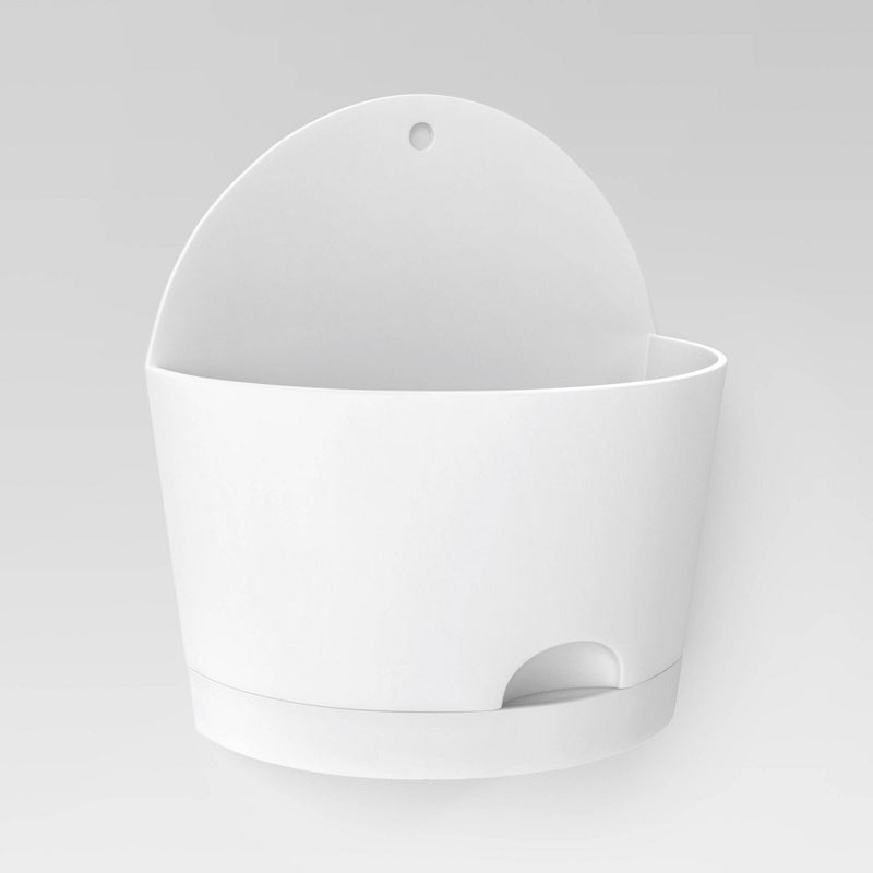 8"x5" 2pc Indoor/Outdoor Half-Circle Self-Watering Wall Planter Pot White - Room Essentials™