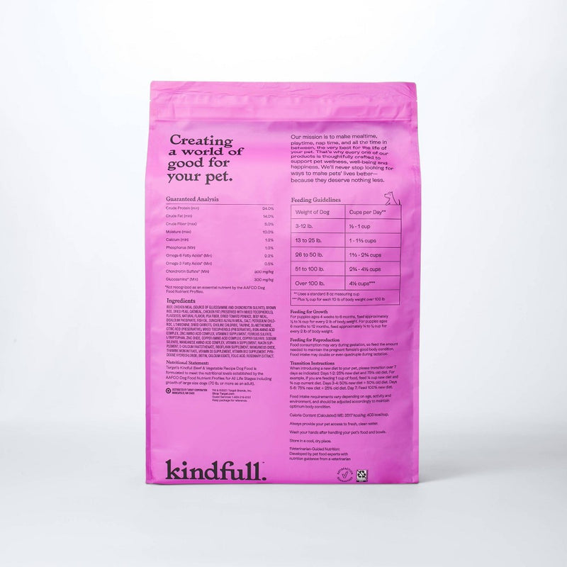 Beef and Vegetable Recipe Dry Dog Food - 23lbs - Kindfull™ (LOCAL PICKUP ONLY)