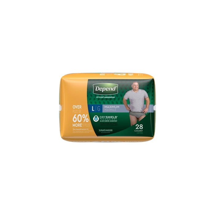 Depend FIT-FLEX Adult Incontinence Disposable Underwear for Men - Maximum Absorbency - L - Gray - 28ct