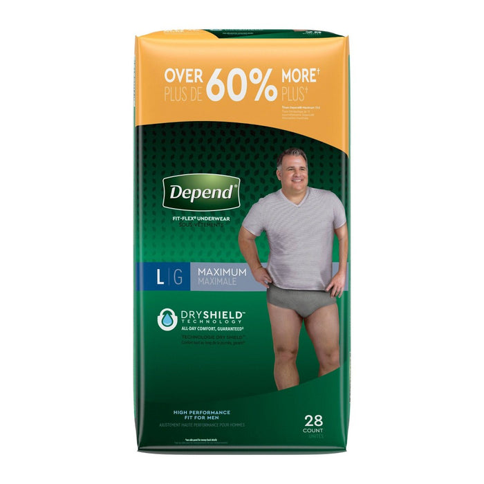 Depend FIT-FLEX Adult Incontinence Disposable Underwear for Men - Maximum Absorbency - L - Gray - 28ct