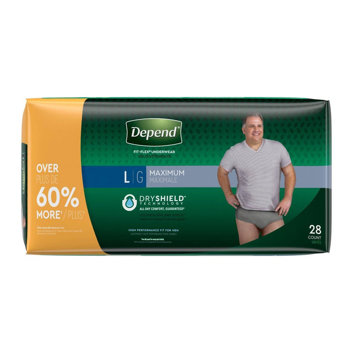 Depend FIT-FLEX Adult Incontinence Disposable Underwear for Men - Maximum Absorbency - L - Gray - 28ct
