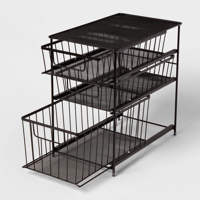3 Tier Drawer Organizer Matte Black - Brightroom™