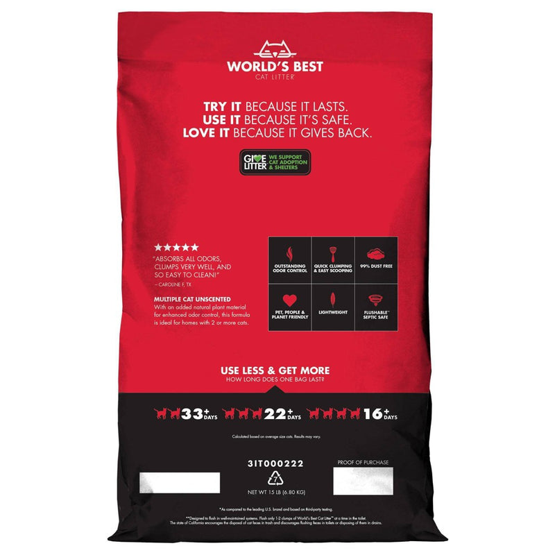 World's Best Cat Litter- Multiple Cat Formula - 15lbs (LOCAL PICKUP ONLY)