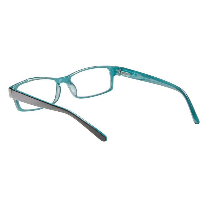 ICU Eyewear Berryessa Large Black with Turquoise Interior Reading Glasses +1.25