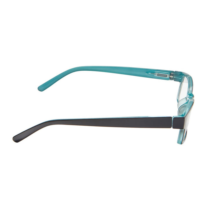 ICU Eyewear Berryessa Large Black with Turquoise Interior Reading Glasses +1.25