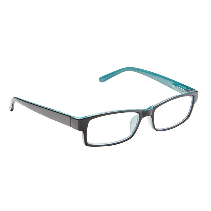 ICU Eyewear Berryessa Large Black with Turquoise Interior Reading Glasses +1.25