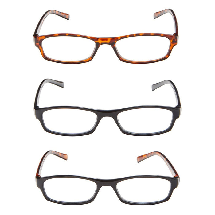 ICU Eyewear Oval Plastic Reading Glasses +1.25 - 3pk