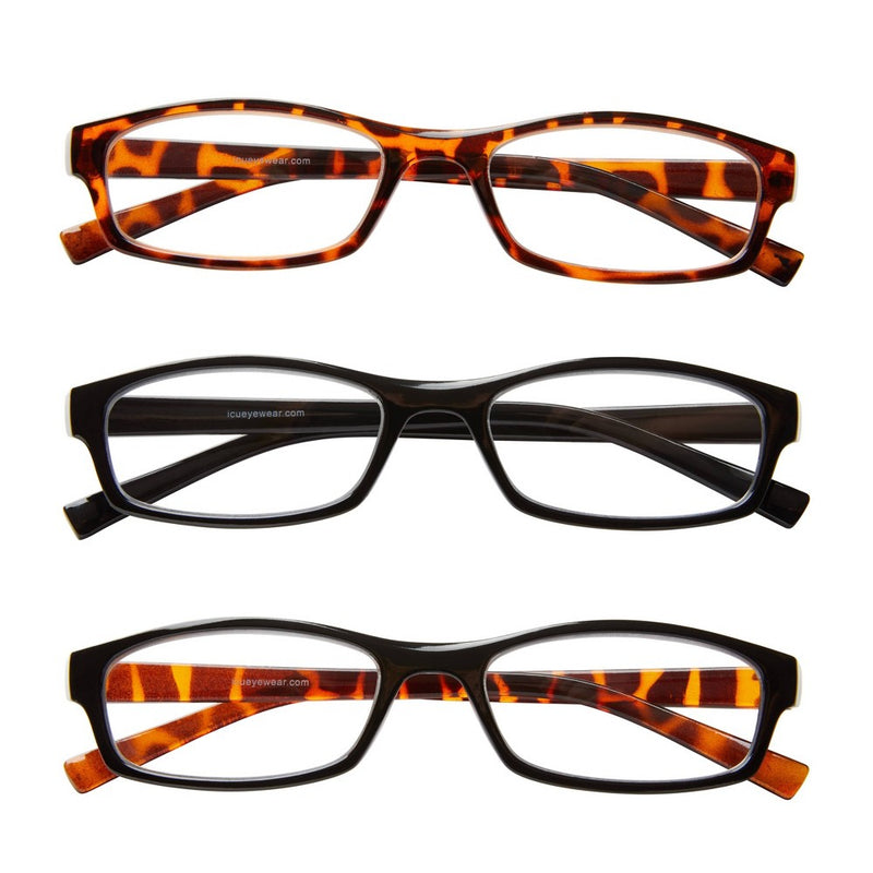 ICU Eyewear Oval Plastic Reading Glasses +1.25 - 3pk