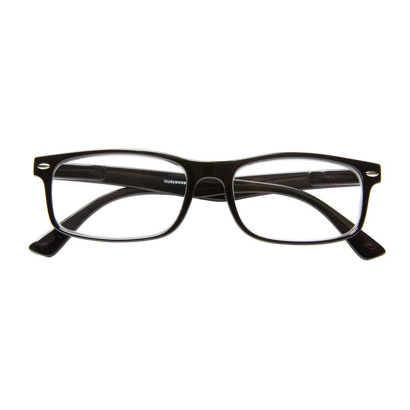 ICU Eyewear Emeryville Plastic Rectangle Shiny Reading Glasses with Metal Studs +3.00