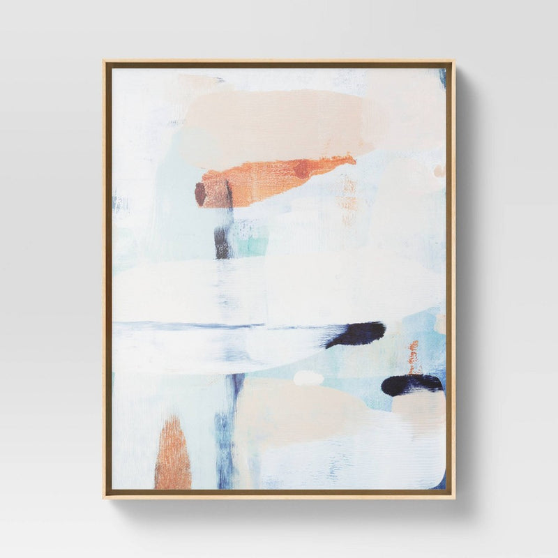 (Set of 2) 24" x 30" Abstract Framed Wall Art Canvas Beige - Project 62™ (LOCAL PICKUP ONLY)