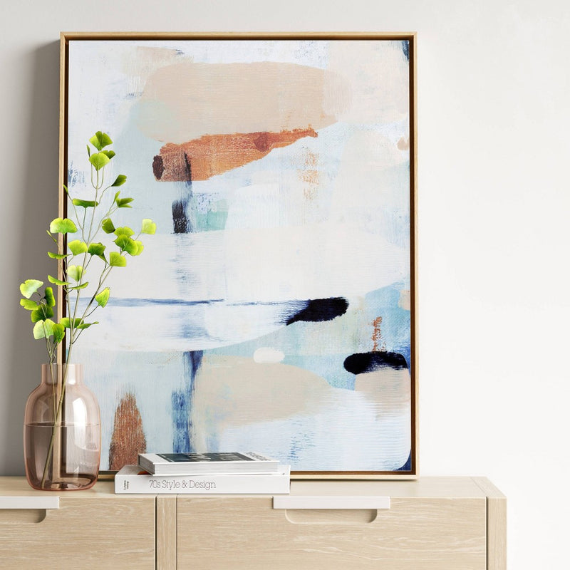 (Set of 2) 24" x 30" Abstract Framed Wall Art Canvas Beige - Project 62™ (LOCAL PICKUP ONLY)