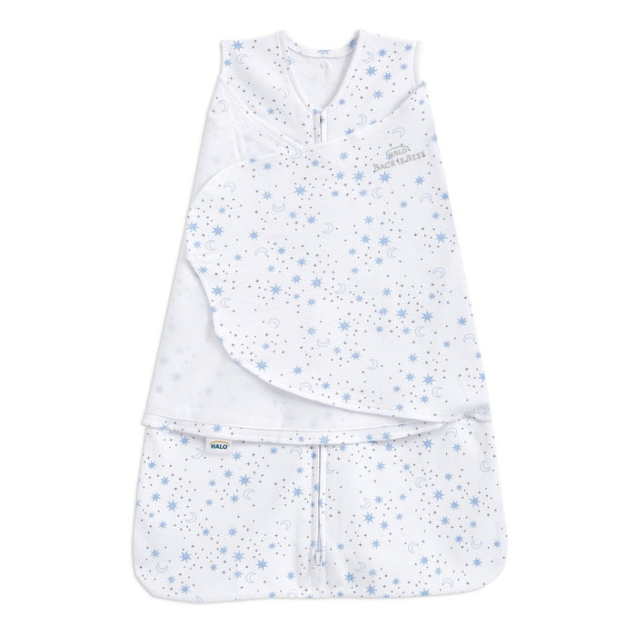 HALO Innovations Sleepsack 100% Cotton Swaddle Wrap - Midnight Moons Blue S NEW