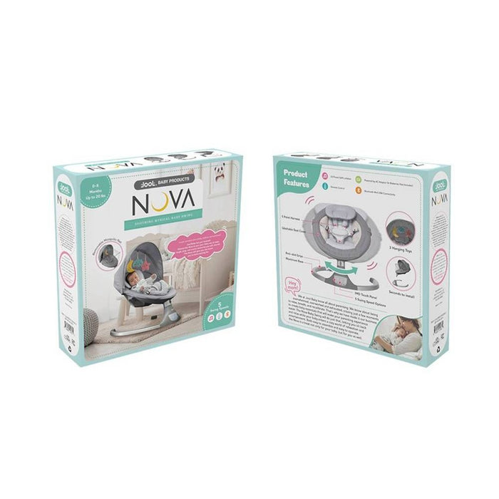 JOOL BABY PRODUCTS Nova Motorized Baby Swing for Infants - Bluetooth Music Speaker with 10 Preset Lullabies - Gray