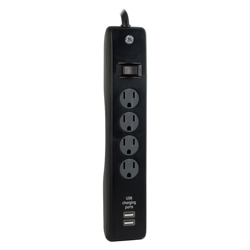 4-Outlet Surge Protector Power Strip with 2-Port USB - General Electric