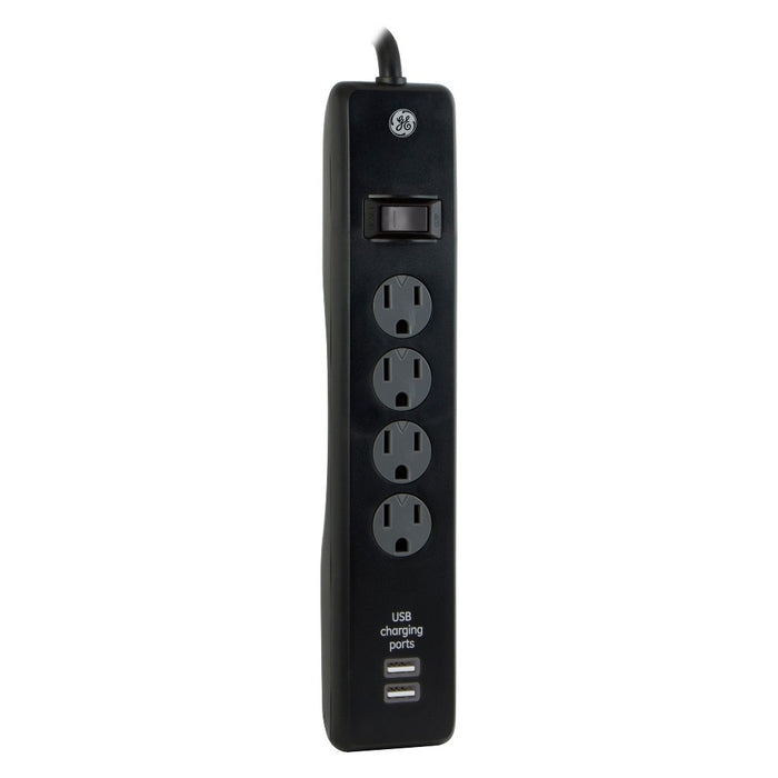 4-Outlet Surge Protector Power Strip with 2-Port USB - General Electric