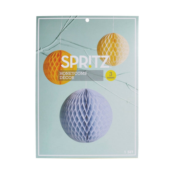 3ct Honeycomb Ball Decor Pack Blue/Yellow - Spritz™