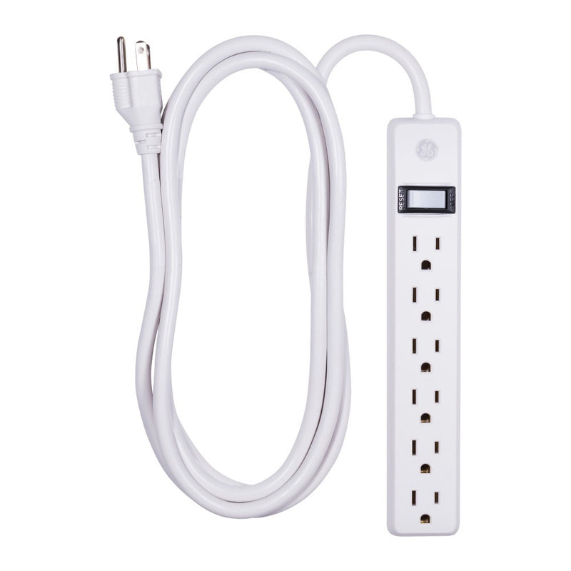 6-Outlet Power Strip, Black or White - General Electric
