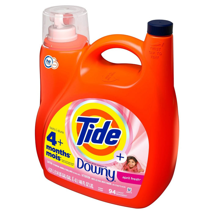 Tide Plus Downy High Efficiency Liquid Laundry Detergent - April Fresh - 146 fl oz