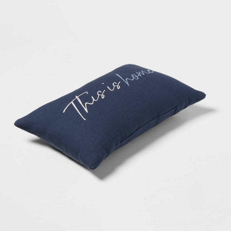 'This is Home' Embroidered Lumbar Throw Pillow Blue - Threshold™