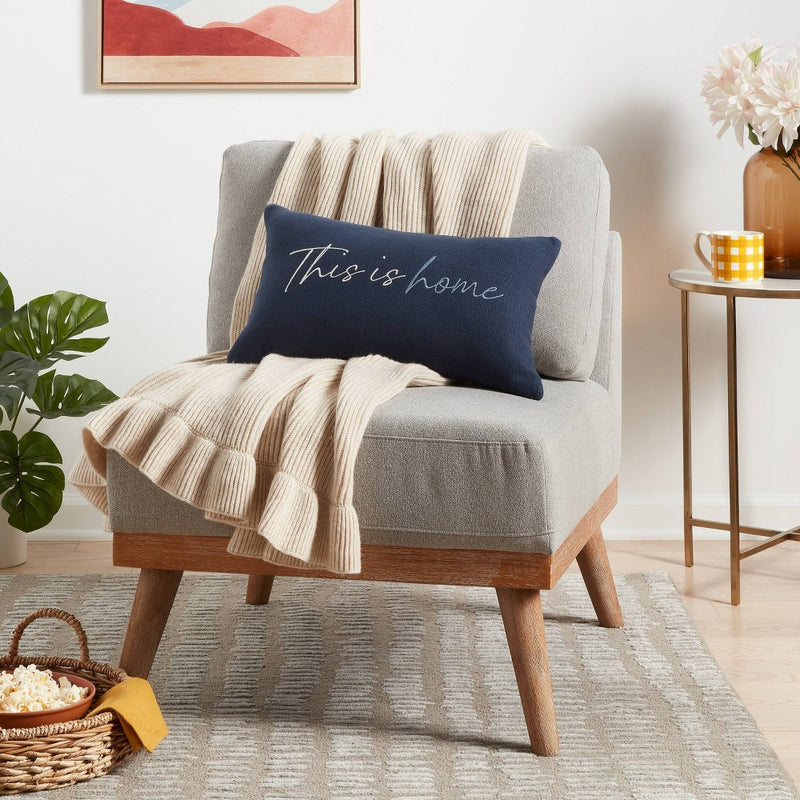 'This is Home' Embroidered Lumbar Throw Pillow Blue - Threshold™