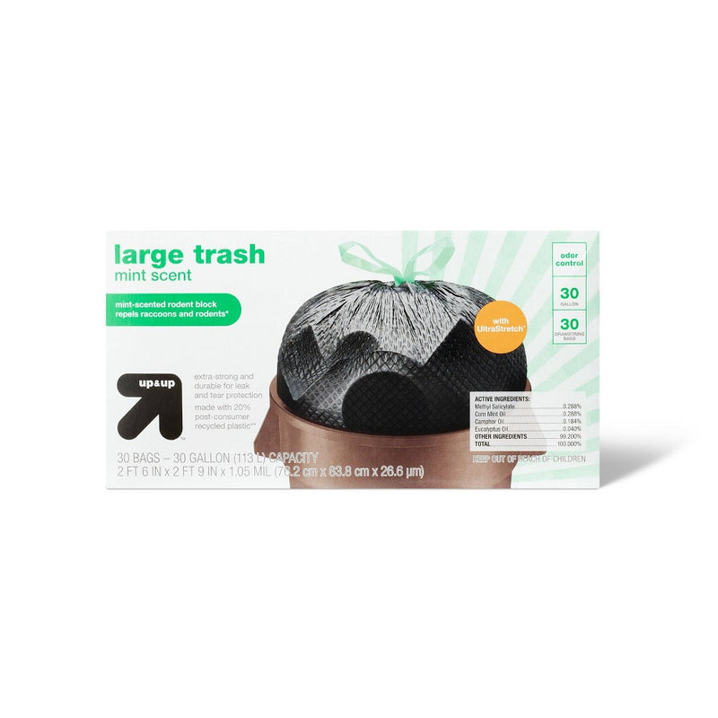 Large Drawstring Trash Bags - Mint Scent - 30 Gallon/30ct - up & up™