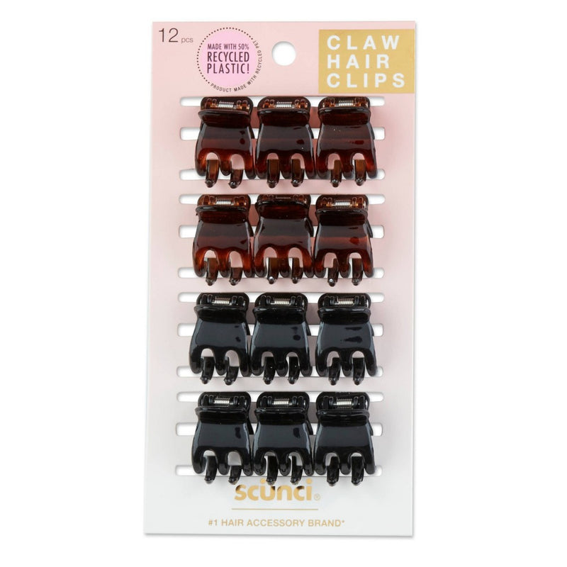 scunci 2cm Small 3-Prong Jaw Clips - 12pk