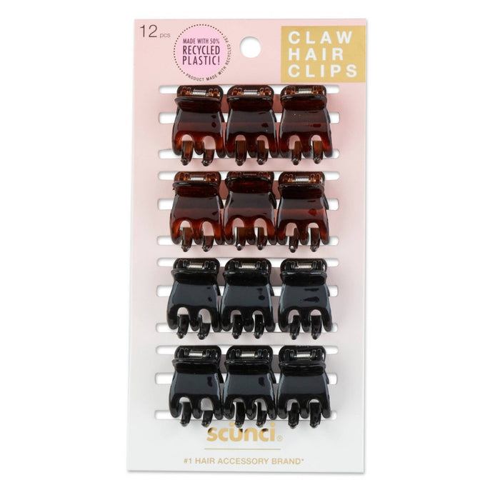 scunci 2cm Small 3-Prong Jaw Clips - 12pk
