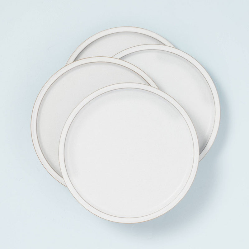 4pk Modern Rim Stoneware Dinner Plate Set Matte Sour Cream - Hearth & Hand™ with Magnolia