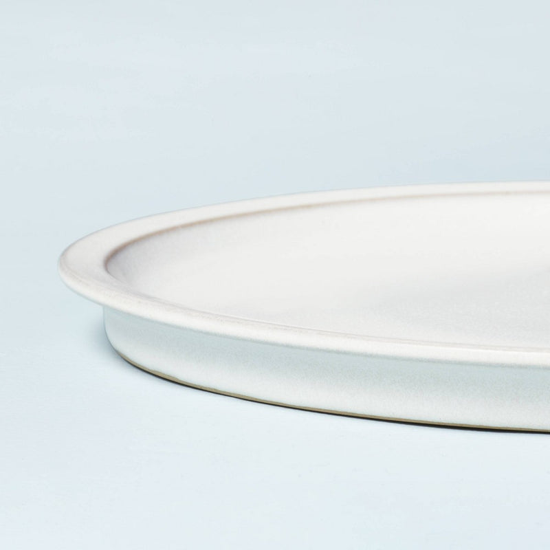 4pk Modern Rim Stoneware Dinner Plate Set Matte Sour Cream - Hearth & Hand™ with Magnolia
