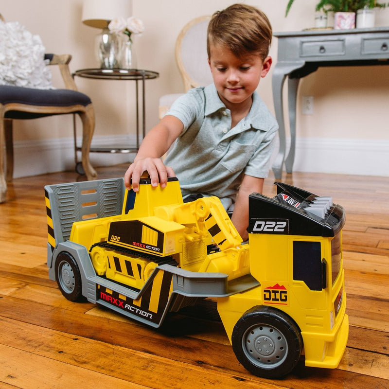 Maxx Action 2-N-1 Mega Mover – Construction Truck and Trailer (LOCAL PICKUP ONLY)